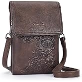 VIMUTI Small Crossbody Bags for Women Trendy Vegan Leather Cell Phone Bag Embossed Flower Design Wallet Purses with Strap