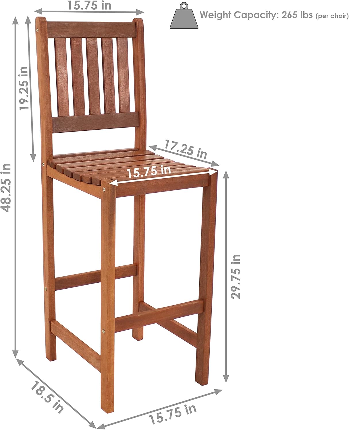 modern teak outdoor furniture on Patio Furniture Accessories Set Of 2 Modern Outdoor High Top Patio Bar Chairs Perfect For Deck And Patio Bars Sunnydaze Meranti Wood Bar Height Chairs With Teak Oil Finish Extra Tall