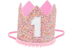 iplusmile Birthday Crown Hat Glitter DIY Number Party Decoration Cap for 1 Year Old, Decorative Party Hat,