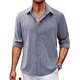 COOFANDY Men's Casual Button Down Shirt Long Sleeve Untucked Chambray Shirt Wrinkle Free Dress Shirts