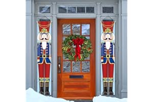FARONZE Christmas Nutcracker Soldier Door Hanger Porch Banner Indoor & Outdoor Modern House Décor Nutcracker Christmas Banners for Front Door Living Room Kitchen Wall Party