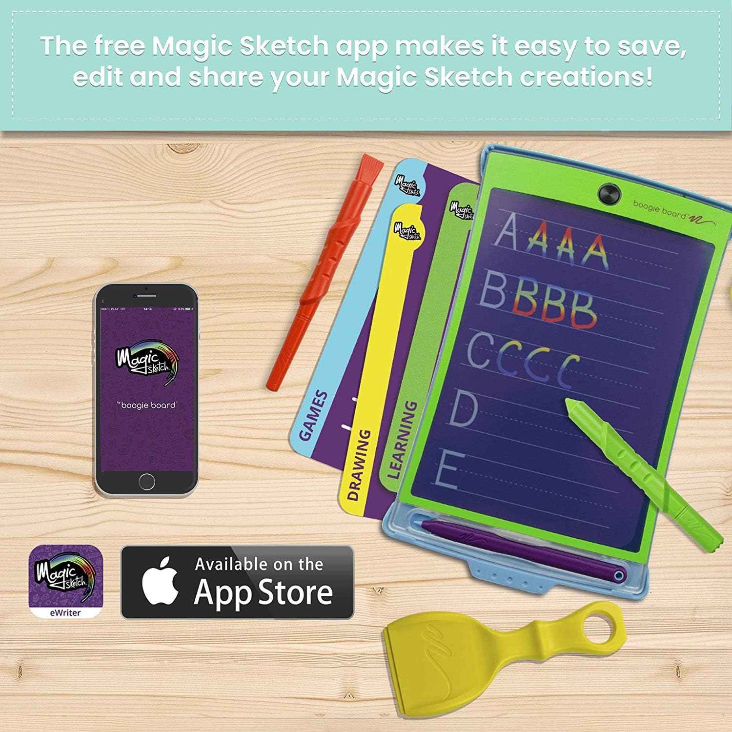 Boogie Board Deluxe Magic Sketch Color Lcd Writing Tablet 4 Different Stylus And 18 Stencils For Drawing Writing Tracing Ewriter Ages 3