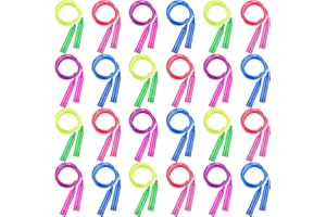 Elcoho 24 Pack Colorful Kids Jump Rope Set Adjustable Plastic Kids Jump Rope Skipping Rope Outdoor Jump Ropes Great Party Favor