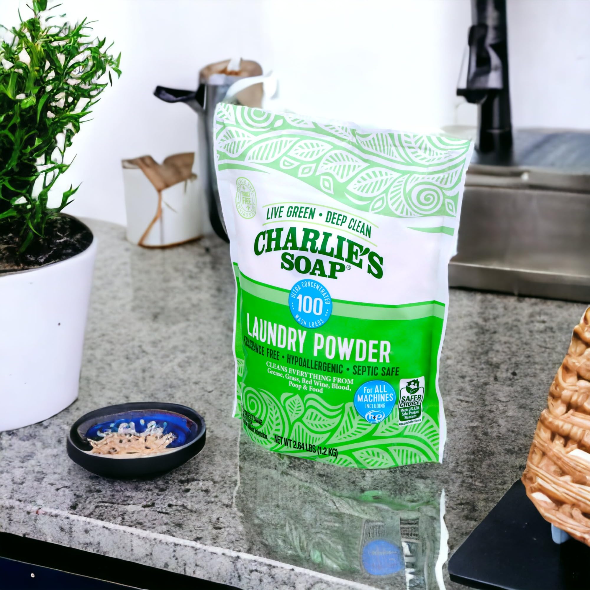 Charlie's Soap Laundry Powder (100 Loads, 2 Pack) Hypoallergenic Deep Cleaning Washing Detergent – Eco-Friendly, Safe, and Effective
