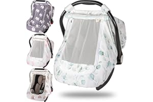 PRIMLECT Car Seat Covers for Babies, Large Window Baby Car Seat Covers, Stretchy Carseat Canopy with Breathable Peekaboo, Kick-Proof & Windproof Infant Carseat Cover for Boys Girls