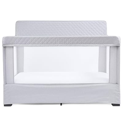 Baby Delight Lunaire Full Size Crib | Breathable Mesh Baby Crib | Tool-Free Assembly Baby Bed | Pebble Grey