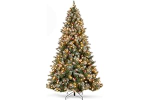 Best Choice Products Christmas Tree Pre-Lit, Pre-Decorated Artificial 6ft Frosted Pine Holiday Decoration w/Frosted Tips, Pine Cones, Berries
