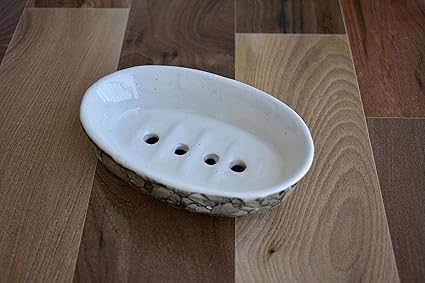 Kunhar Ceramic Soap Dish for Bathroom/Ceramic Soap Dish for Bath Tub/Ceramic Soap Dish for Wash Basin Beautifully Crafted Bathroom Accessory