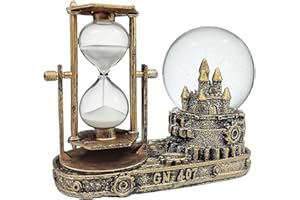 DAYA FASHION LED Crystal Snow Globe with Hourglass Sand Timer, Musical Antique Snow Globe Music Box, Castle Decoration for Book Shelf Cabinet Living Room