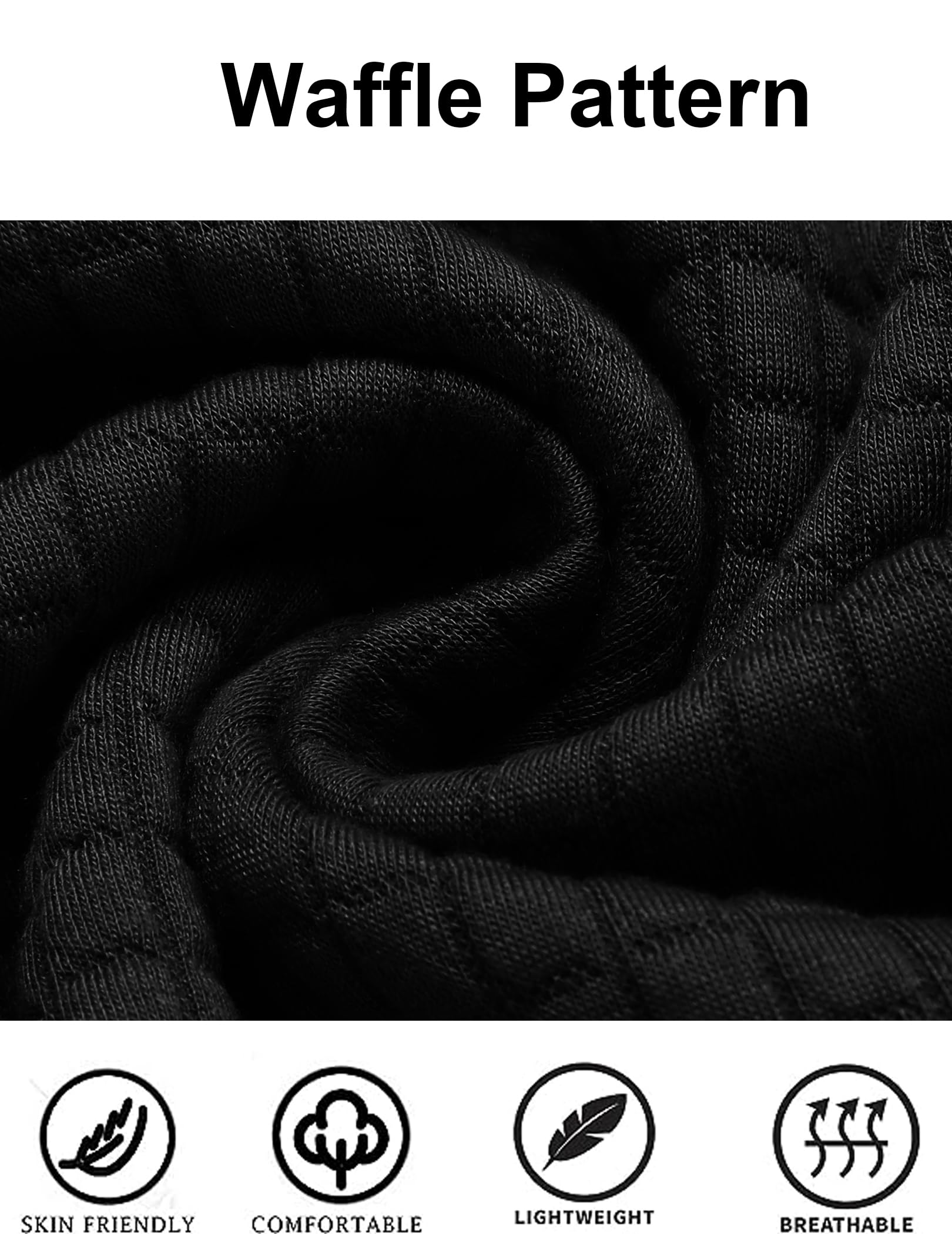 COOFANDY Mens Hooded Sweatshirt Casual Long Sleeve Drawstring Waffle Knit Pullover Hoodies