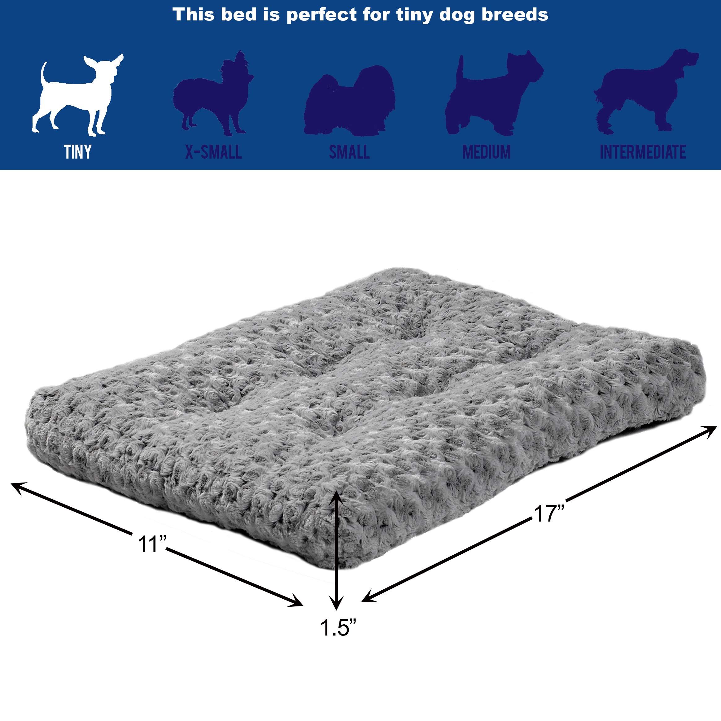 MidWest Homes for Pets Plush Pet Bed | Ombré Swirl & Cat Bed | Gray 17L x 11W x 1.5H - Inches for Toy Dog Breeds, 40618-SGB, 18-Inch