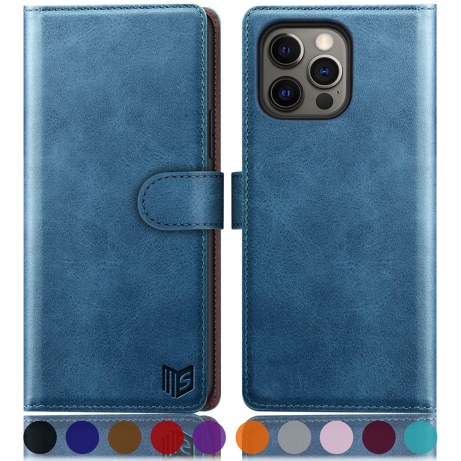 Photo 1 of SUANPOT for iPhone 13 Pro?Non iPhone 13 6.1 5G with RFID Blocking Wallet case Credit Card Holder,Flip Book PU Leather Phone case Cover Cellphone Women Men for Apple 13Pro case Wallet Sky Blue