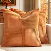 MIULEE Fall Burnt Decorative Throw Pillow Covers for Couch 18x18 Inch | 2 Pack, Boho Farmhouse Pillow Covers, Soft Cross Cord