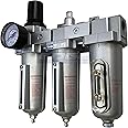 3 Stage, Heavy Duty Industrial Grade Filter Regulator Coalescing Desiccant Dryer System For Compressed Air Lines, Metal Bowls, Great For Paint Spray And Plasma Cutter (3/4" Npt, Manual Drain)
