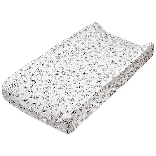 HonestBaby Boys Organic Cotton Changing Pad Cover, Tossed Skulls, One Size