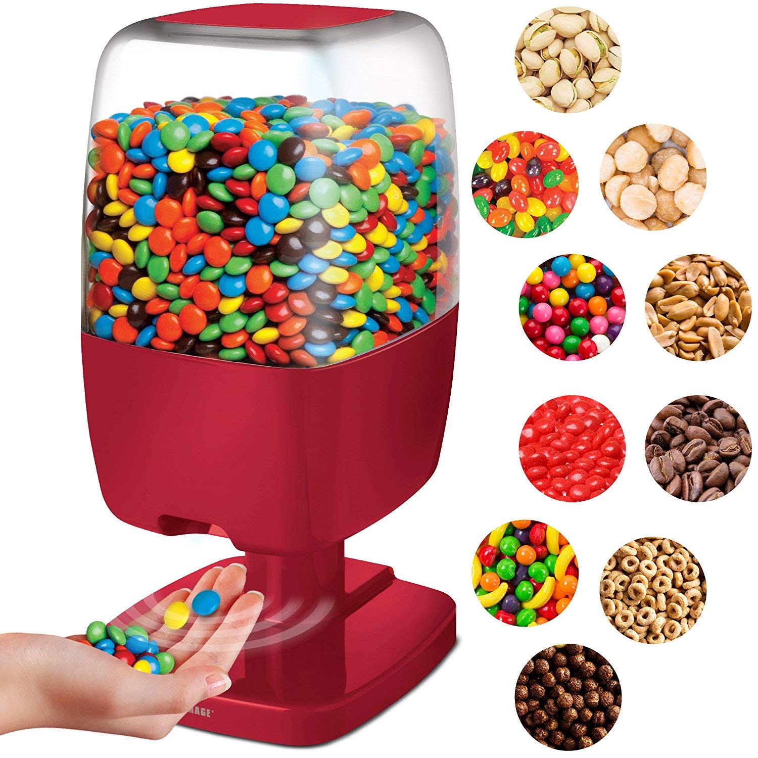 SHARPER IMAGE Motion Activated Candy Dispenser for Small Gumballs, Nuts, Snacks, Touchless Hands