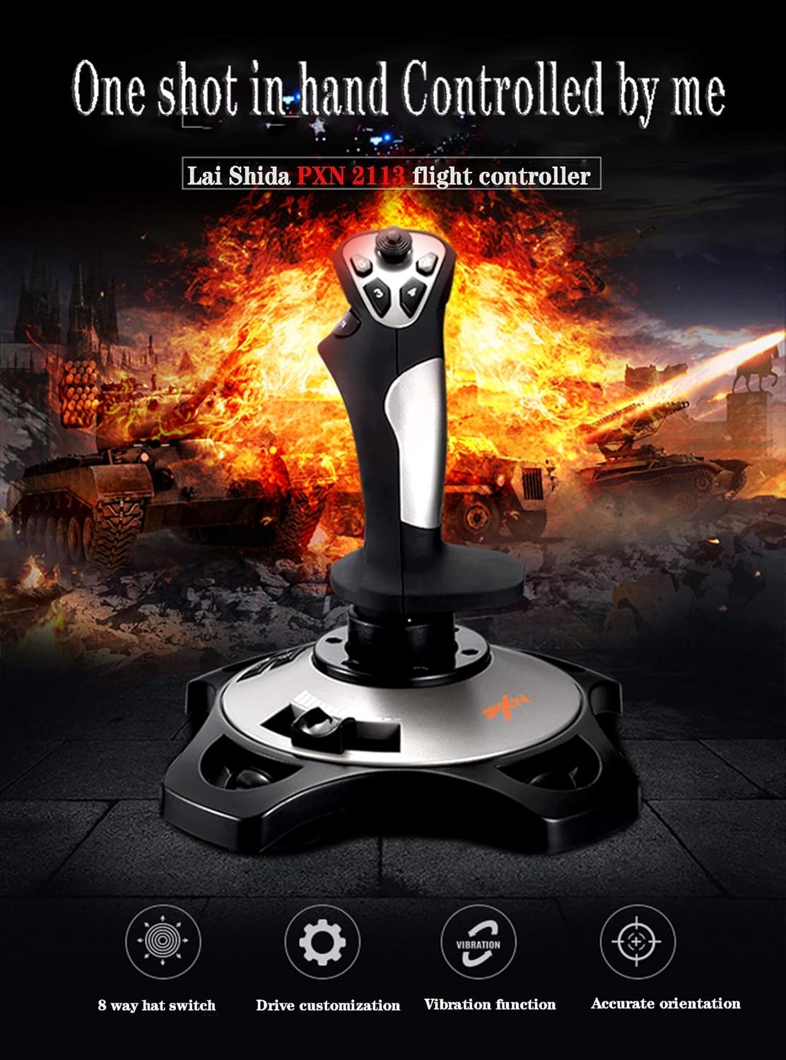 PXN-2113 USB Flight Stick PC Joystick Controller Simulator Gamepad Wired Gaming Control for Flight Stick Simulation Games, Advanced Throttle 4 Axis 8 Way HAT Switch, for Windows XP/VISTA/7/8: Computers & Accessories