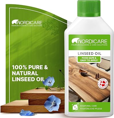 Nordicare Linseed Oil for Wood 500ml Pure & Natural Danish Furniture Oil