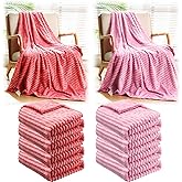 Buryeah 50 x 60 Inches Fleece Throw Blanket Soft Cute Warm Plush Flannel Fluffy Blankets for Sofa Couch Bed Seasons Employee Appreciation Gifts Bulk(Pink,10 Pack)
