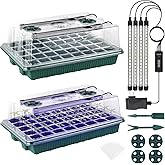 Sondiko Seed Starter Tray with Grow Light, 80 Cells Seed Starter Kit with Humidity Dome, Adjustable Brightness Plant Starter Trays, Indoor Plants Germination Kit(2 Pack)