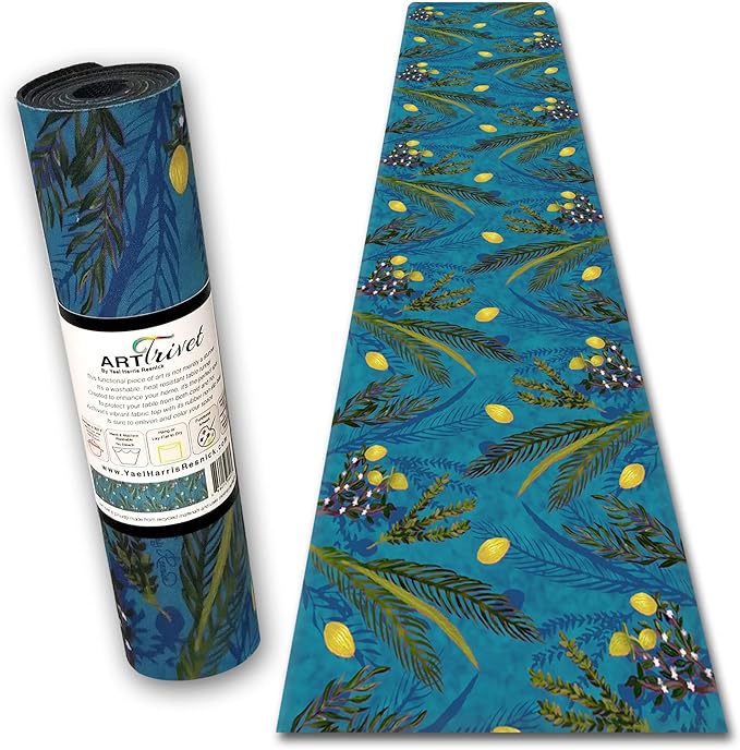 Sukkot Turquoise ArtTrivet heatresistant table runner and