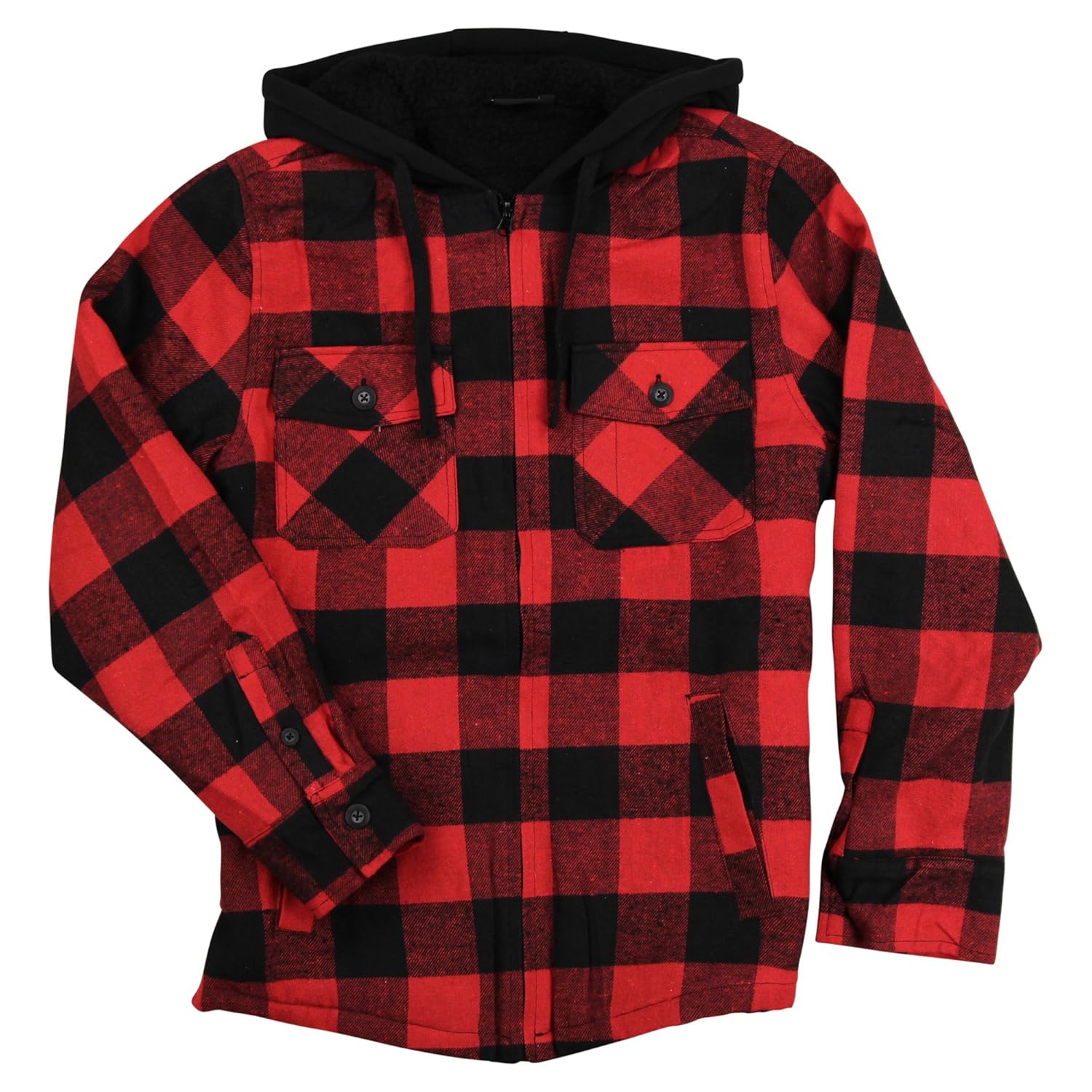 Fleece Lined Flannel Jacket With Hood