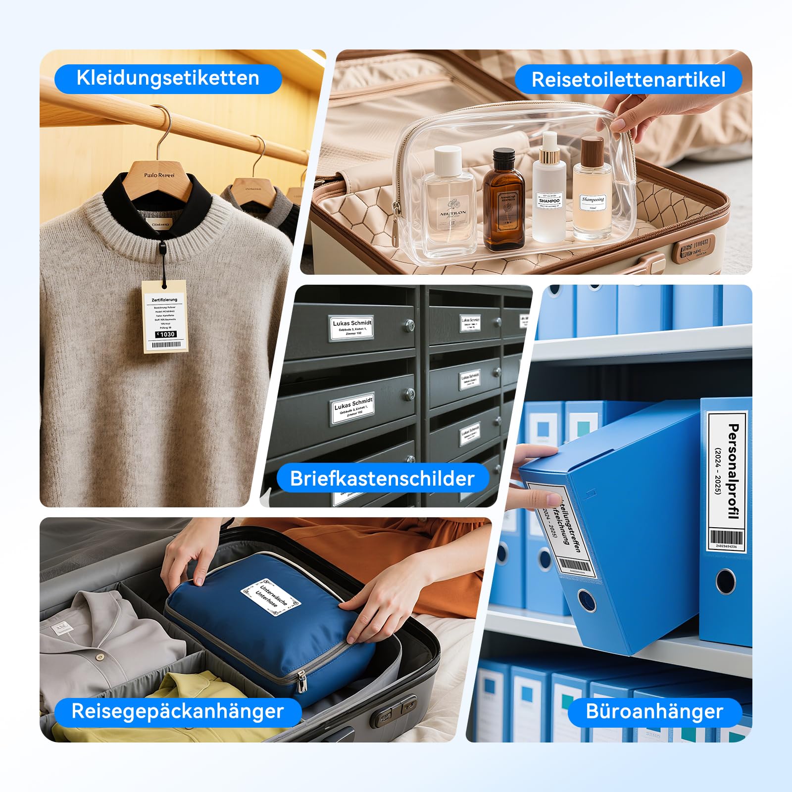 NIIMBOT B1 Etikettendrucker mit Wasserfeste Etiketten Selbstklebend, Tragbarer Beschriftungsgerät Bluetooth Label Printer Aufkleber Drucker für Barcode, Schulbedarf, Logo, Adresse, Silber 3