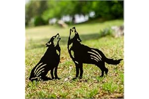 EZTZEN Wolf Metal Garden Stakes Decorative,Wolf Gifts for Women/Men/Wolf Lovers Gifts,Black Wolf Silhouette Statues Garden Decor for Outside,Outdoor Decor,Yard Art,Patio,Lawn Ornaments
