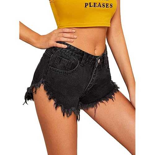 MakeMeChic Women's Cutoff Pocket Distressed Ripped Jean Denim Shorts