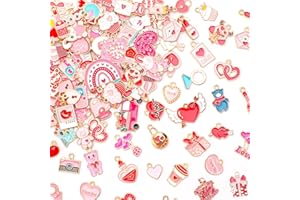 MARFOREVER 120PCS Valentines Charms for Jewelry Making, Assorted Gold Heart Enamel Charm Valentine's Day Love Charms Pendants for DIY Bracelet Necklace Earrings Making Supplies