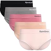 Reebok Hipster Panties for Women - 5 Pack Stretch Performance Seamless Underwear with Relaxed Tag-Free Waistband (S-XL)