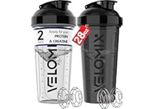 VELOMIX -2 Pack- 28 oz Protein Shaker Bottles for Protein Mixes - 2x Wire Whisk | Leak Proof Shaker Cups for Protein Shakes |