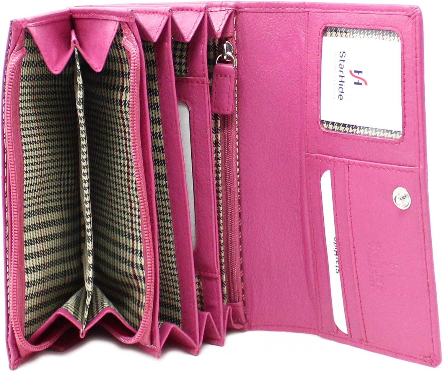 STARHIDE Ladies RFID Long Clutch Wallet, Soft Genuine Leather Flap Over Women Purse, Credit Cardholder - Image 4