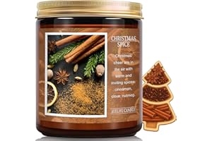 AUELIFE Christmas Candle | Christmas Spice Scented Candle, Holiday Candles Gift, Soy Wax Candle for Home Scented, Aromatherapy Jar Candles, Gifts for Women and Men, Cozy Winter Candles for Home Decor, 7 oz