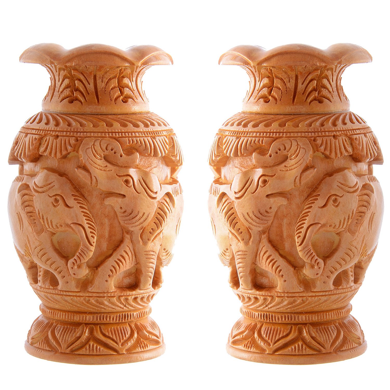 Buy Craft Trade Wood Flower Vase (10 x 5 cm, Brown) Online at Low