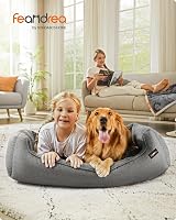 Feandrea XL Linen-Look Dog Bed with Raised Edges Non-Slip Bottom 110x75x27 cm view 2