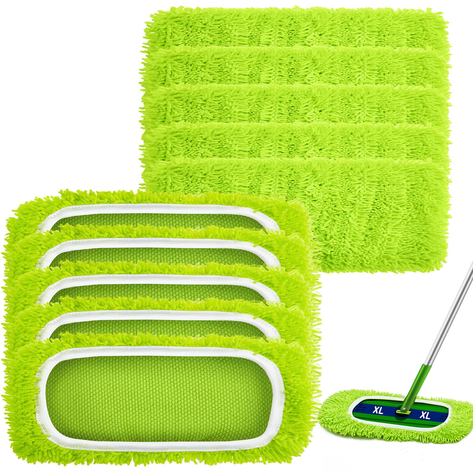 Photo 1 of Toulite 10 Pcs Reusable Mop Refill Pads Replacement Compatible with Most XL Sweeper 17" x 5" Microfiber Mops Head Floor Cleaning Supplies (Handle is Not Included)