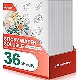 FURWEY 36PCS Printable Water Soluble Embroidery Stabilizer 8.5"x11" Self Adhesive Wash Away Stabilizer Paper for Hand & Machine Embroidery