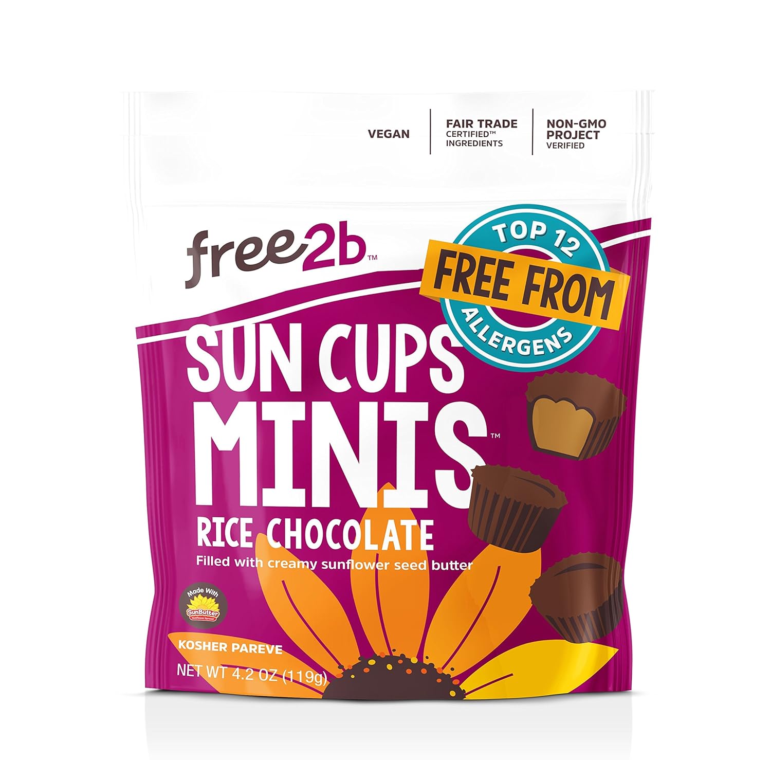 Free2b Rice Chocolate Sun Cups Minis [Gluten-Free, Dairy-Free, Nut-Free, Soy-Free]