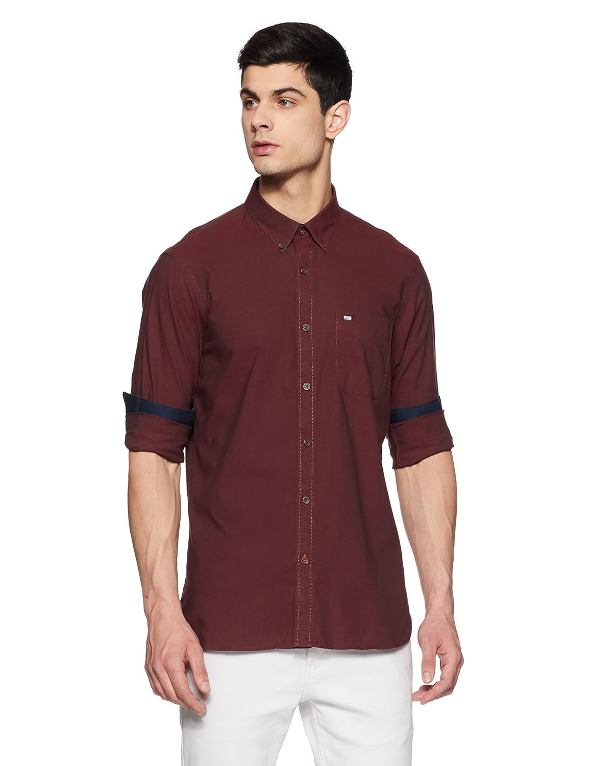 arrow sports men's solid slim fit casual shirt