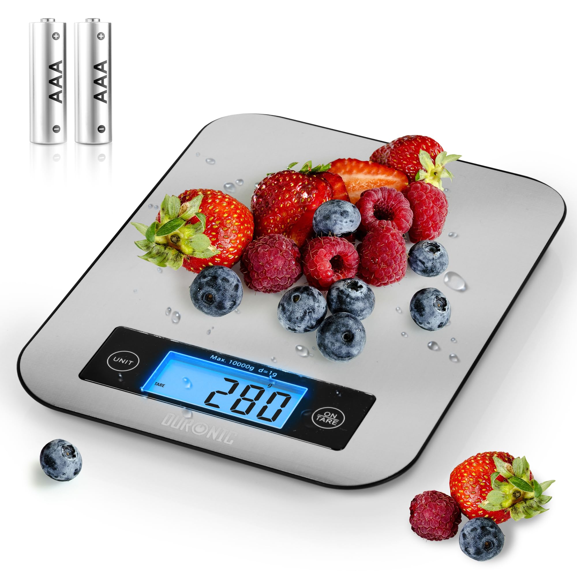 Duronic Kitchen Scales KS1007 for Baking Postal Parcel Weigh 10KG Capacity| Silver | Tare | 1g Precision