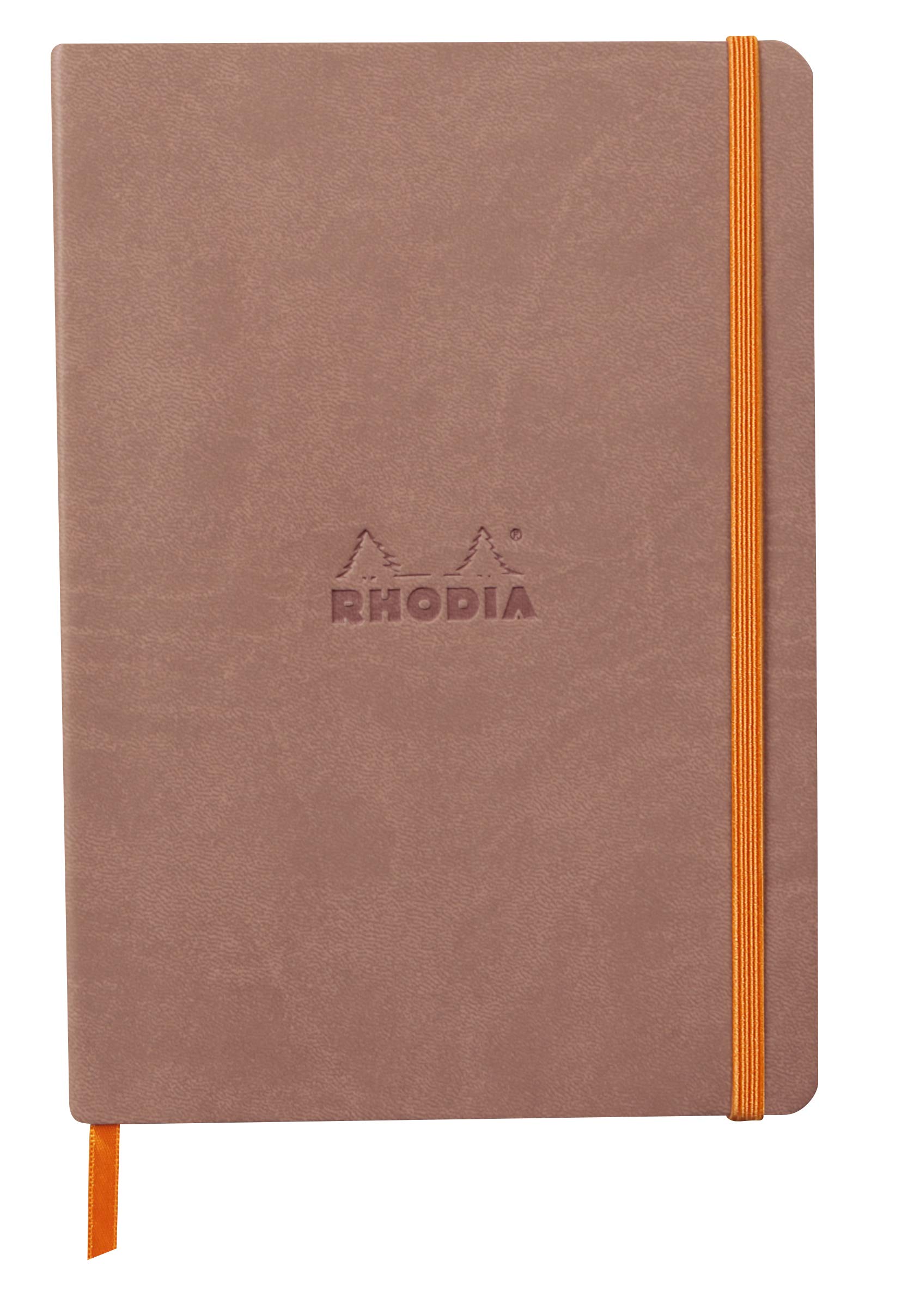 RHODIA 117372C - Rosewood Soft Notebook - A5 - Lined - 160 pages - Ivory Clairefontaine Paper 90 g/m - Bookmark, Elastic Closure - Faux Leather Cover - Rhodiarama Collection