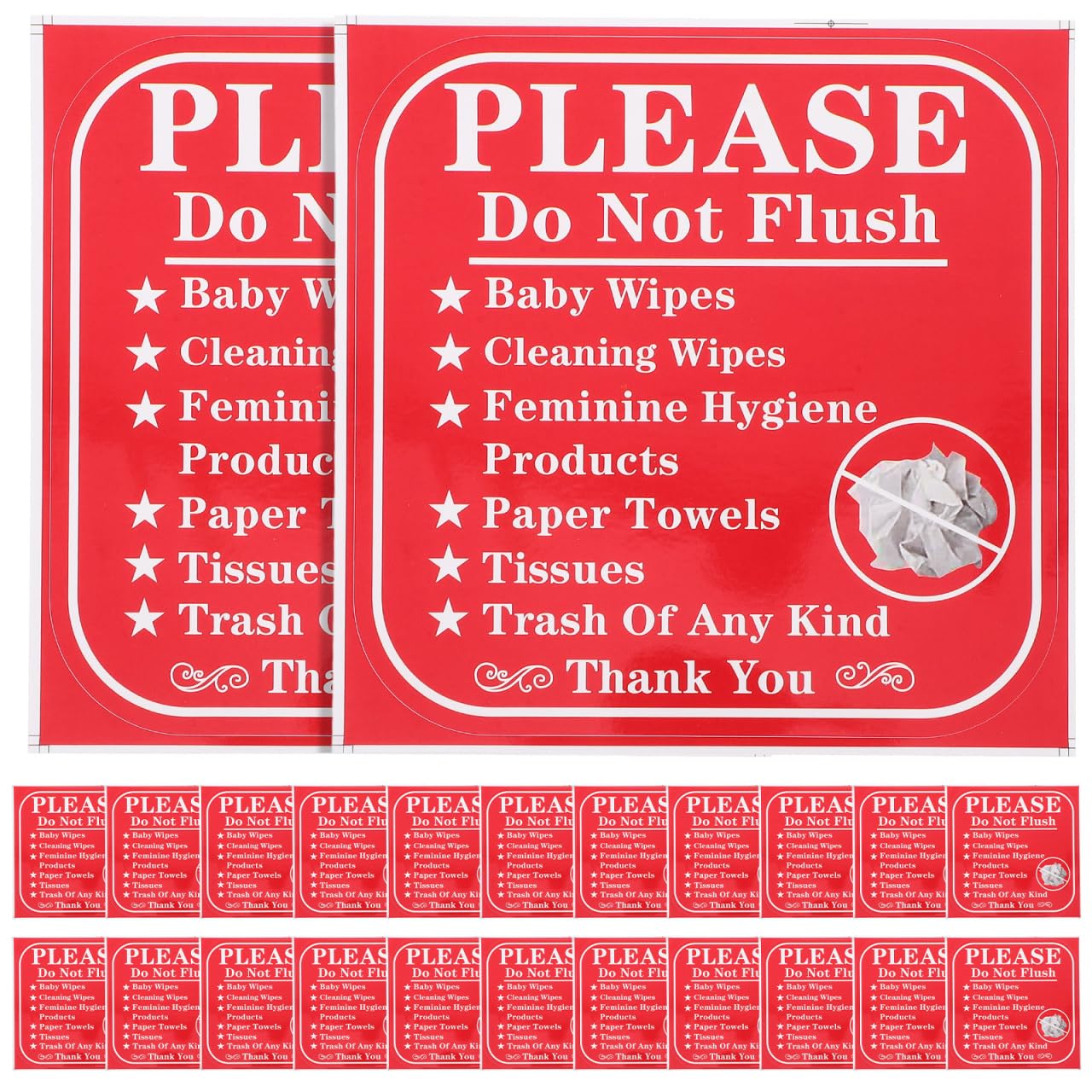 Lurrose Please do Not Flush Stickers Bathroom Warning Labels Flush Only Toilet Paper Reminder Adhesive Decals 6.00X6.00In for Hotels Stores Home Use Prevent Toilet Blockages