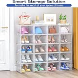 TidyTrove Shoe Storage Box 9 Pcs Clear Stackable Magnetic Door Organizer White view 6