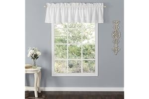 Laura Ashley Home 222802 Annabella Pole Top Valance, White, 86x15in