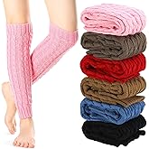 Satinior 6 Pairs Leg Warmers for Women Warm Winter Christmas Boho Long Boot Socks Knitted Sleeve Cable Socks for Y2k Party