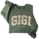 Personalized Floral Embroidered Applique Gigi Sweatshirt For Women, Custom Gigi Gifts from Grandkids, Grandma Sweater, Nana Crewneck, Mother's Day Apparel, Grandmother Birthday, Grandmom Gifts