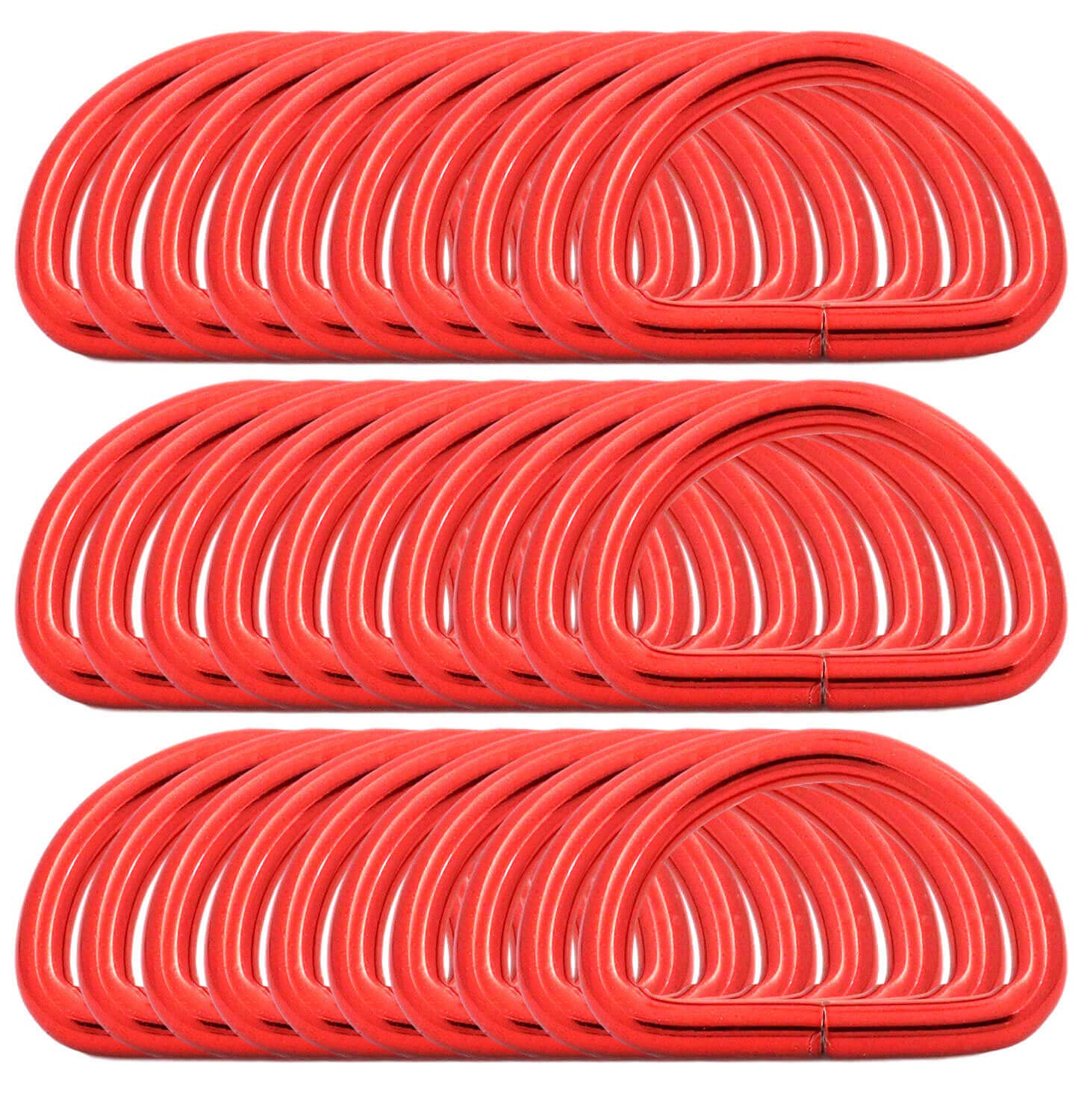 BIKICOCO Metal D-Rings Buckle, 1 Inch Non-Welded for Webbing Sewing DIY - Red - Pack of 30