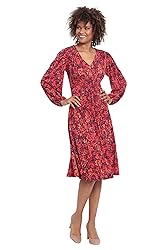 London Times Women's Smocked Empire Waist Fit and