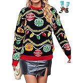 Berthmeer Cute Christmas Sweater for Women Long Sleeve Crewneck Ugly Christmas Sweater Loose Pullover Knitwear